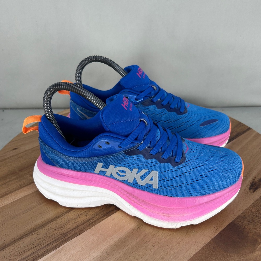 Hoka Bondi 8 Womens Running Shoes 6 Blue Pink Orange 1127954 CSAA No Insoles